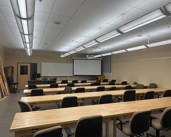 view of the front of the room 159 in Baker Laboratory