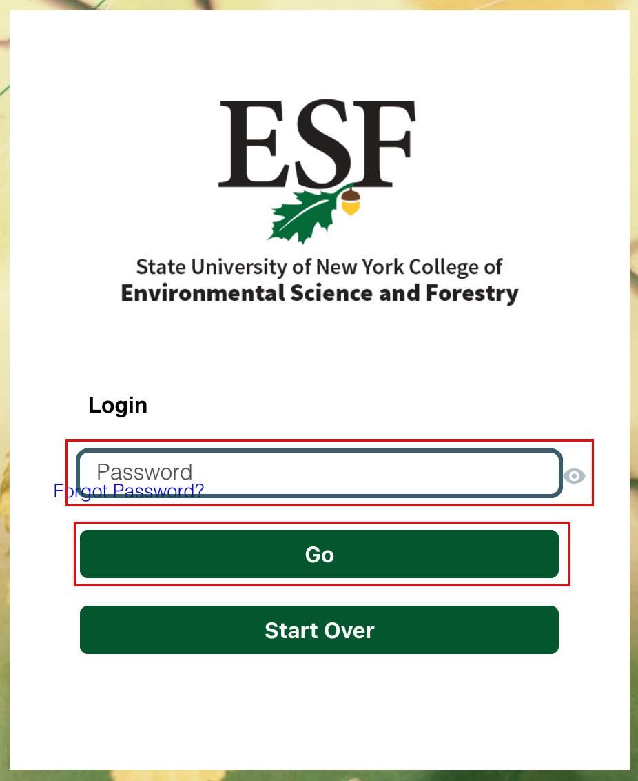 Screen capture of the login screen asking for a password to be entered.