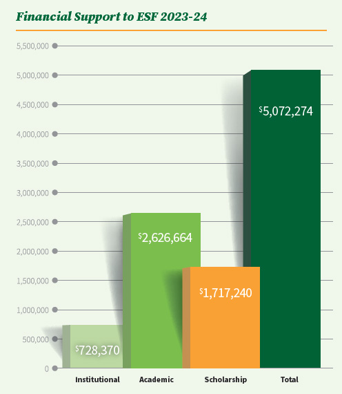 Bar graph showing financial support to E S F