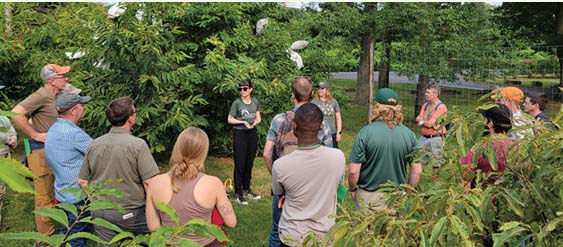 A group of people in Lafayette Field station 