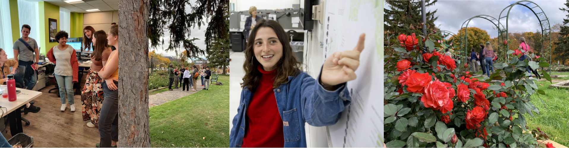 Landscape architecture students in the classroom and the natural environment.