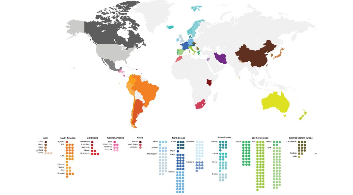 Overview map of Off-Campus Program sites since 1970