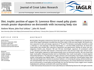 screenshot of journal of great lakes research